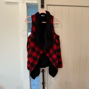 Pink Lily Red and Black Plaid Vest
